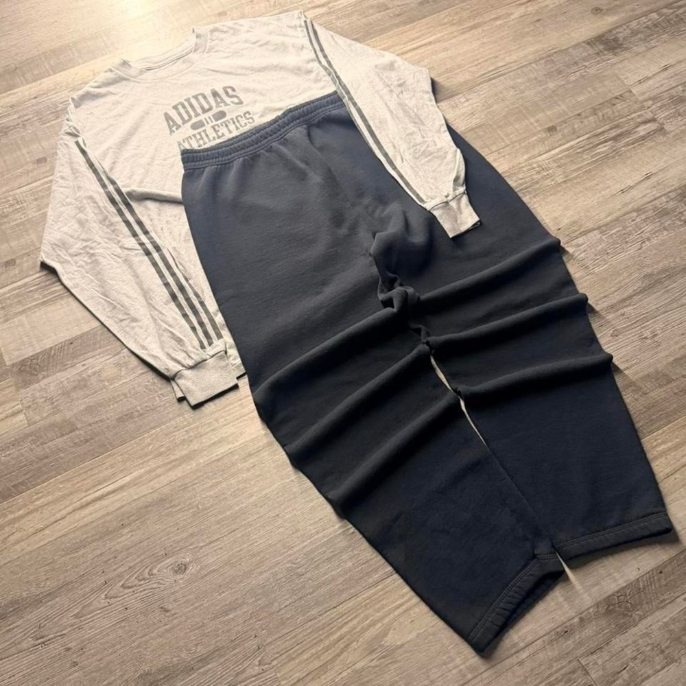 🖤 Vintage Fruit of the Loom Baggy Cotton Sweatpants — Faded Black — Size XL